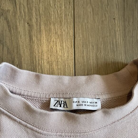 Zara Size Small Short Sleeve Pizza Graphic Crew Neck Pullover Sweatshirt Pink - Picture 5 of 9